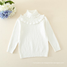 suéter de algodón puro de las muchachas del bebé / suéter del cordón de las muchachas de los niños